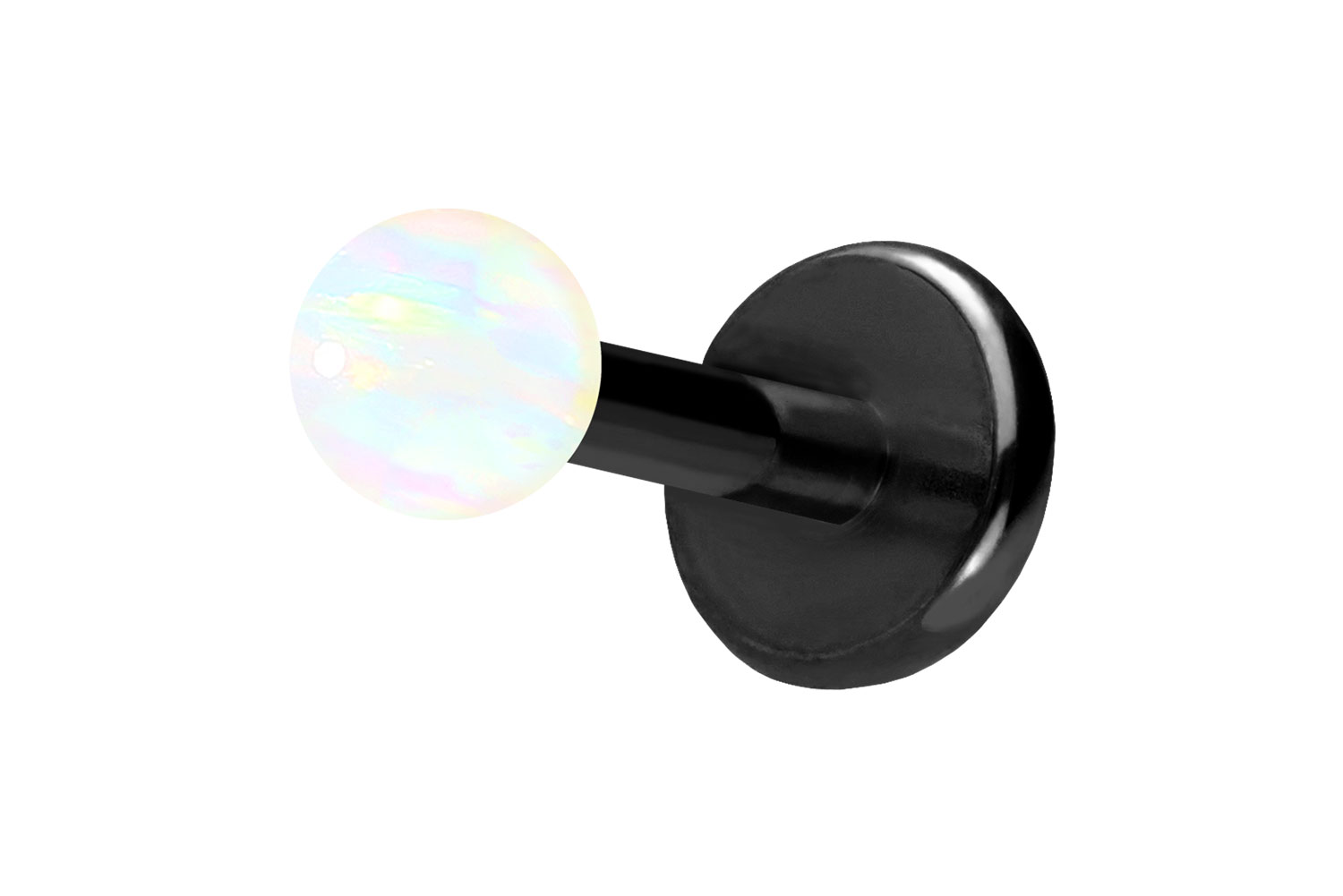 Titan Labret Piercing mit Push Fit SYNTHETISCHER OPAL
